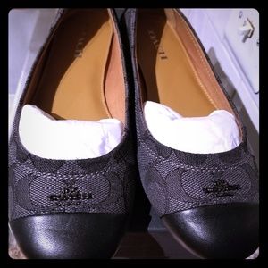 Coach Black Leather/Smoke Flats